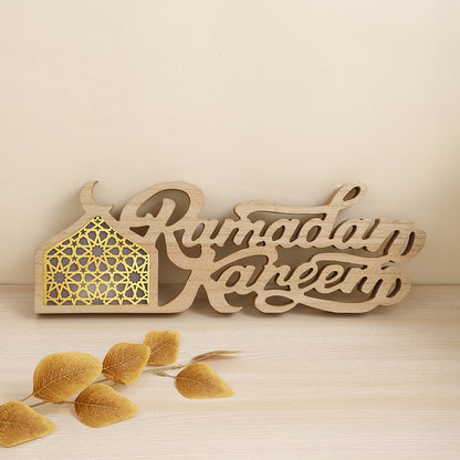 Ramadan Mubarak Ramadan Kareem Wooden Decorative Light Table Centerpiece