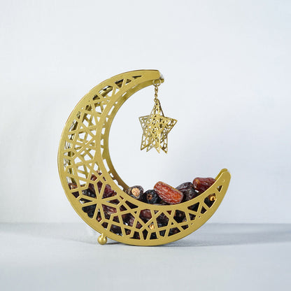 Moon and Star-Shaped Metal Eid Mubarak Food Tray Storage Containers