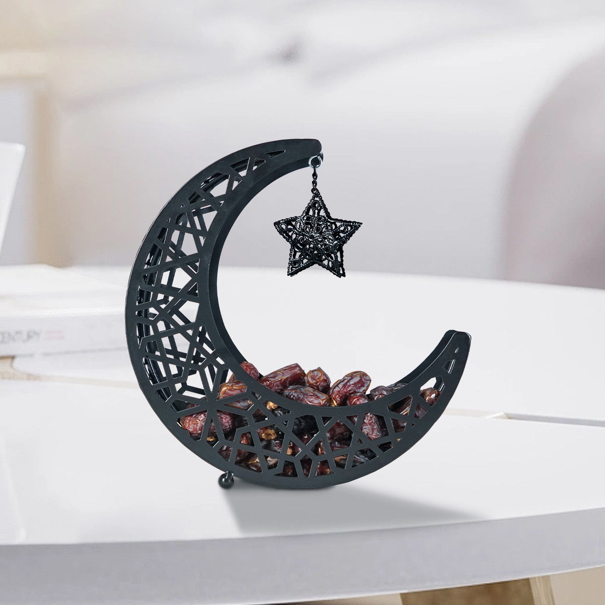 Moon and Star-Shaped Metal Eid Mubarak Food Tray Storage Containers