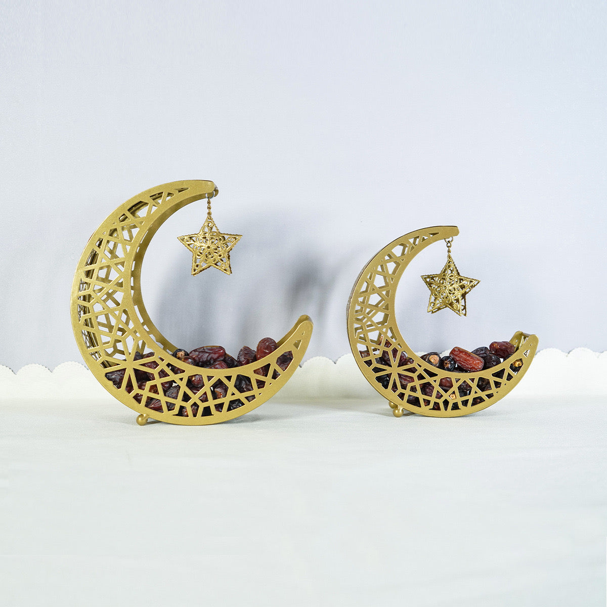 Moon and Star-Shaped Metal Eid Mubarak Food Tray Storage Containers