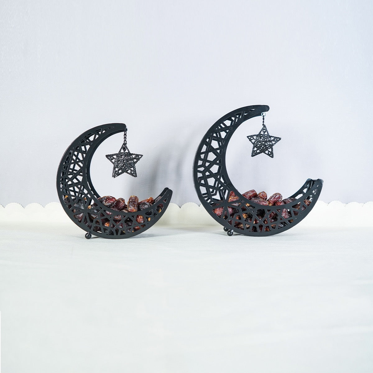 Moon and Star-Shaped Metal Eid Mubarak Food Tray Storage Containers