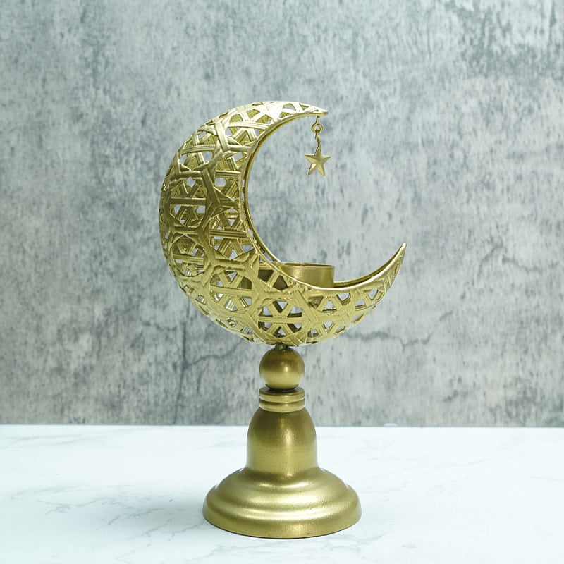 New Arrivals Islamic Moon-Shaped Metal Candle Holder