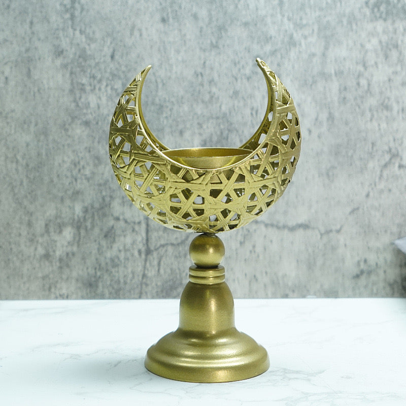 New Arrivals Islamic Moon-Shaped Metal Candle Holder