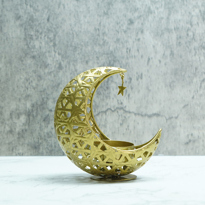 New Arrivals Islamic Moon-Shaped Metal Candle Holder