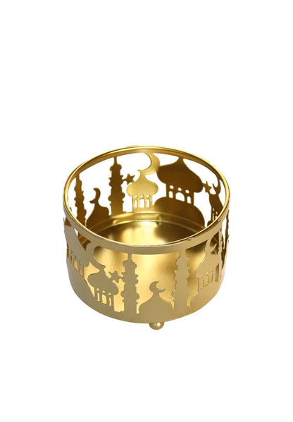 Set of 3 Gold Metal Eid Mubarak Food Tray Storage Containers